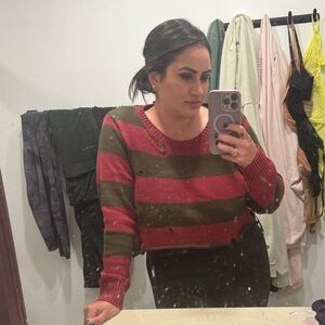 Freddy Krueger Sweater Dress cut into a sweater shirt + hat + hand accessory